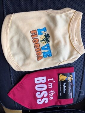 Source Unknown Yellow 'Love Florida' Dog Tank & Red 'I'm the Boss' Bandana Set